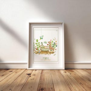 Lámina personalizada “JAIME ROOM” – Ilustración para niños, nombre y fecha, regalo nacimiento divertido, lamina decorativa pared infantil