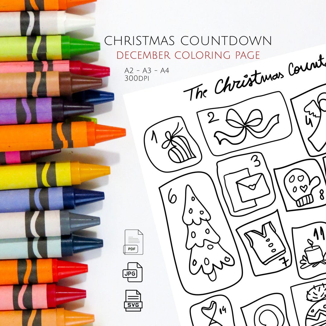 Christmas Advent Coloring Page for December. 1-25 Drawings to Color SVG ...