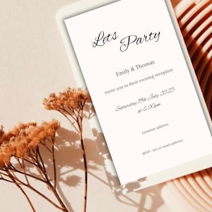 Wedding Reception Digital Invitation Wedding Invite Template Electronic Evening Invite Digital Wedding Reception Editable Invite E-Invite