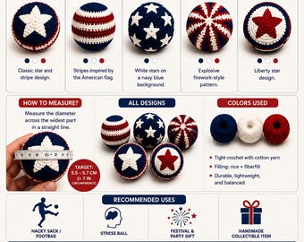 Handmade Patriotic Hacky Sack Set Festival Footbag Party Favor Juggling Toy Set of 2