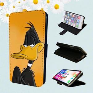 Personalized ADD NAME Disney Character Duck - Wallet Phone Case For iPhone Models Folio Cover Orange