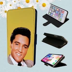 Elvis Presley Smiling - Wallet Phone Case For iPhone Models Folio Cover Yellow
