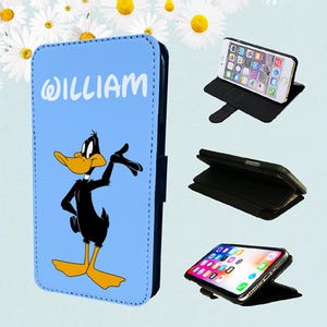 Personalized ADD NAME Disney Character Duck - Wallet Phone Case For iPhone Models Folio Cover Daffy