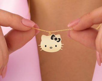 Kawaii Kitty Pendant Necklace: Gold Plated Cute Cat Charm | Adorable Jewelry for Kitty Lovers