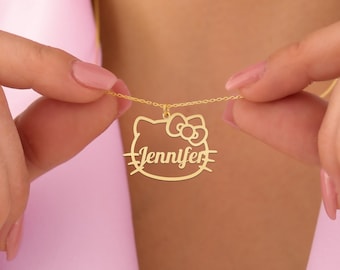 Personalized Cute Cat Name Charm - Kitty Name Necklace - Kitty Necklace Charm - Kitty Name Necklace - Minimalist Jewelry for Women