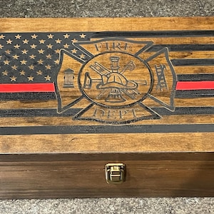 Thin Red Line Firefighter Challenge Coin Box