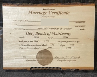 Certificado de matrimonio grabado