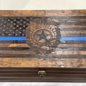 Thin Blue Line Flag/Badge Challenge Coin Box