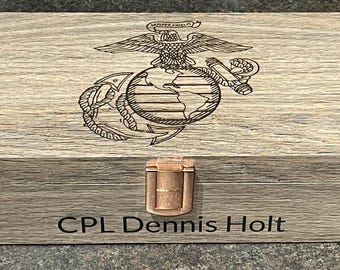 Caja para monedas de la Infantería de Marina con logotipo grabado personalizado