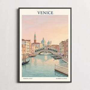 Grafika artystyczna „Wenecja” – styl vintage, błękitna woda i kremowe odcienie