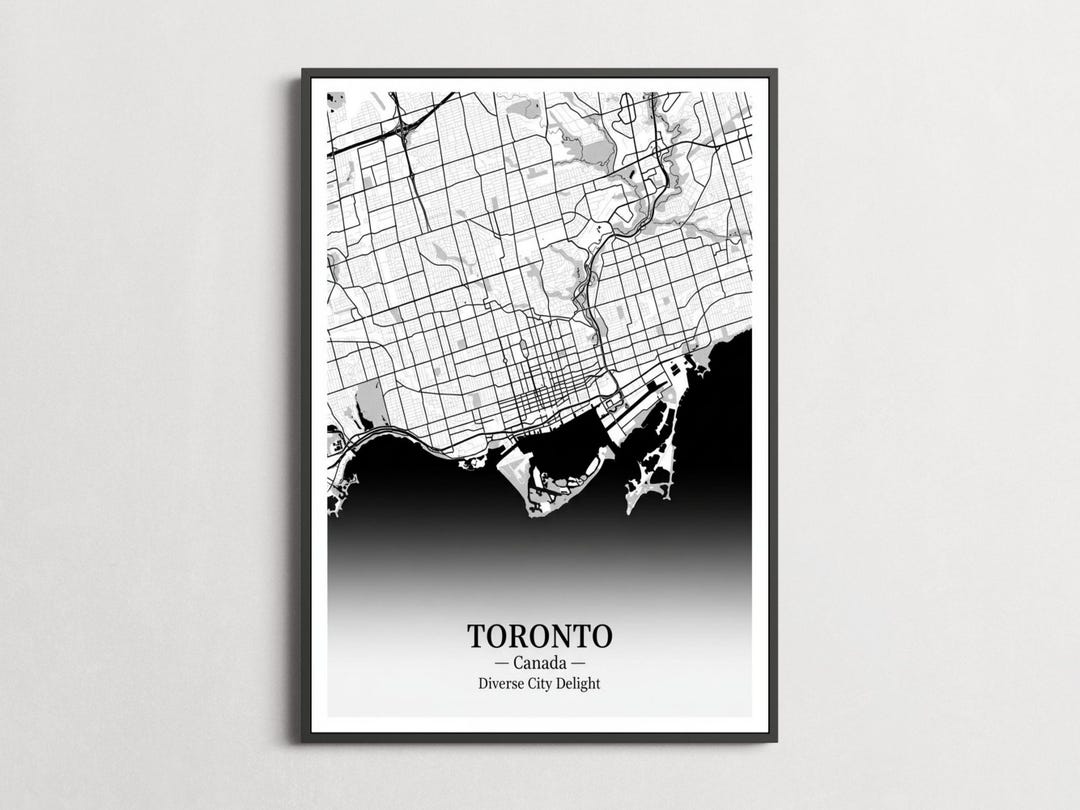Toronto Poster – City Map Print, Black to White Gradient, Minimalist ...