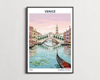 Venice Art Print – Mixed Media, Pastel Tones, Travel Style