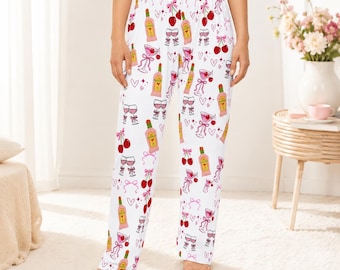 Alcohol Bottle Heart Pattern Pajama Pants | Women's Sleepwear