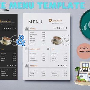 Modelos de Cardápio para Cafeterias – Pacote Canva Rústico e Moderno – Listas de Preços Editáveis e Imprimíveis