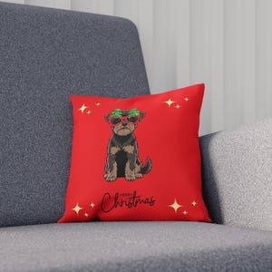 Yorkshire Terrier Christmas Cushion – Festive Dog Pillow, Holiday Pet Decor, Dog Lover Gift