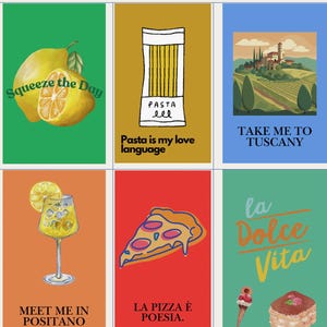 Italian Kitchen Art Prints: Lemons, Pizza, Pasta (Set of 6 Digital Downloads)