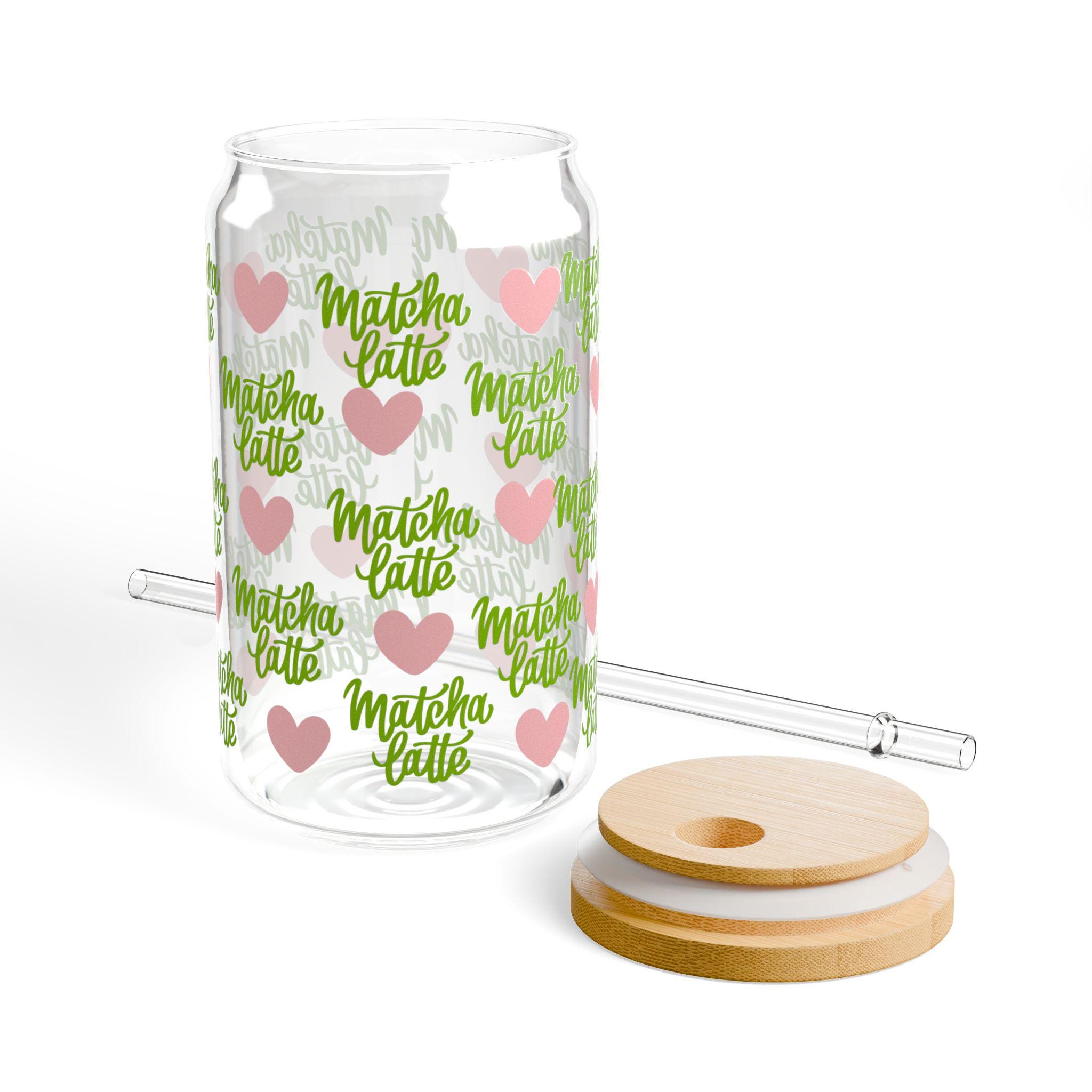 Bicchiere In Vetro Borosilicato Con Cannuccia E Coperchio | 473 Ml (16 Oz) | Resistente Al Calore | Forma A Latta | Regalo Per Amanti Del Matcha