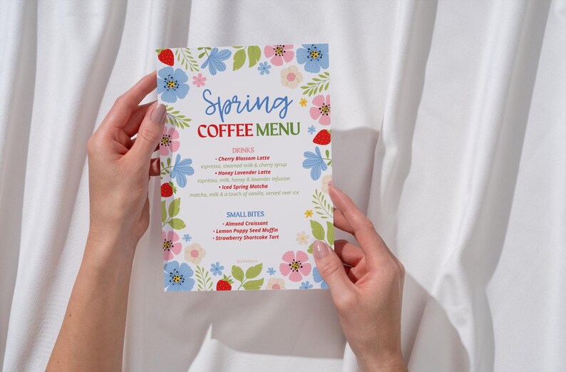 Spring Coffee Menu Template – Floral Café Drink Menu – Editable Canva ...