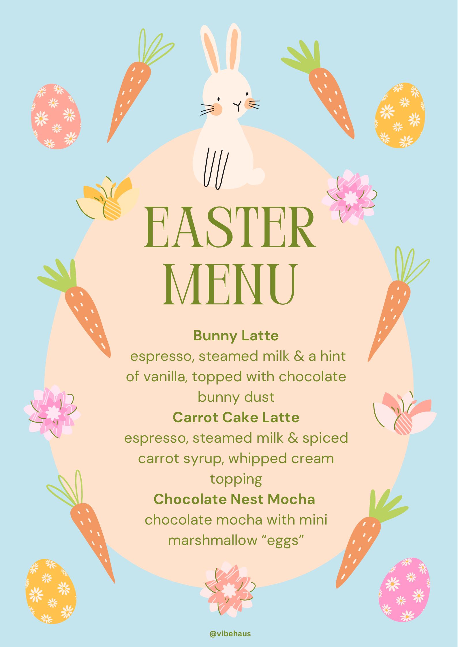 Easter Coffee Menu Template – Pastel Café Drink Menu – Editable Canva ...