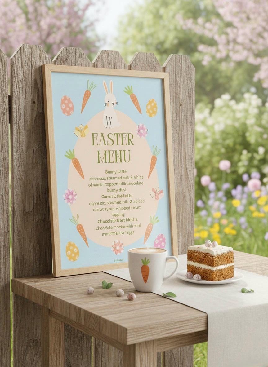 Easter Coffee Menu Template – Pastel Café Drink Menu – Editable Canva ...