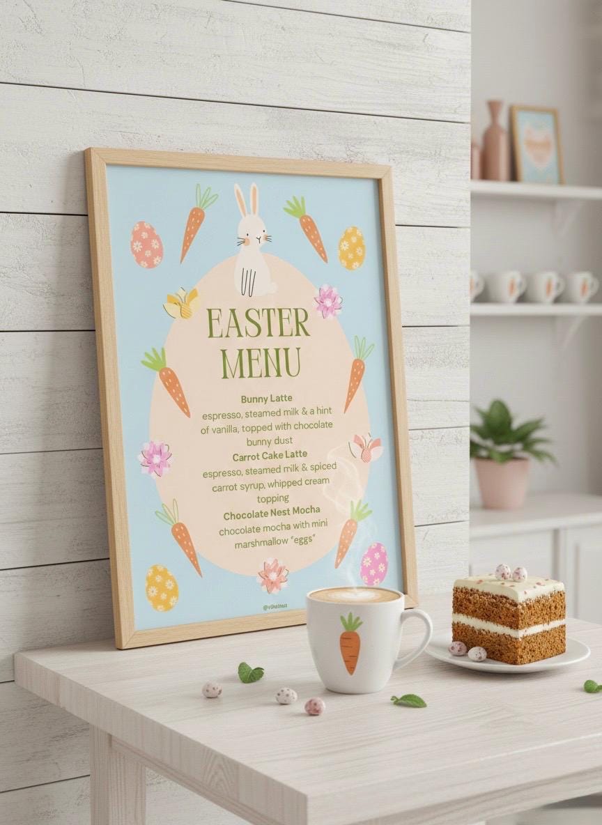 Easter Coffee Menu Template – Pastel Café Drink Menu – Editable Canva ...