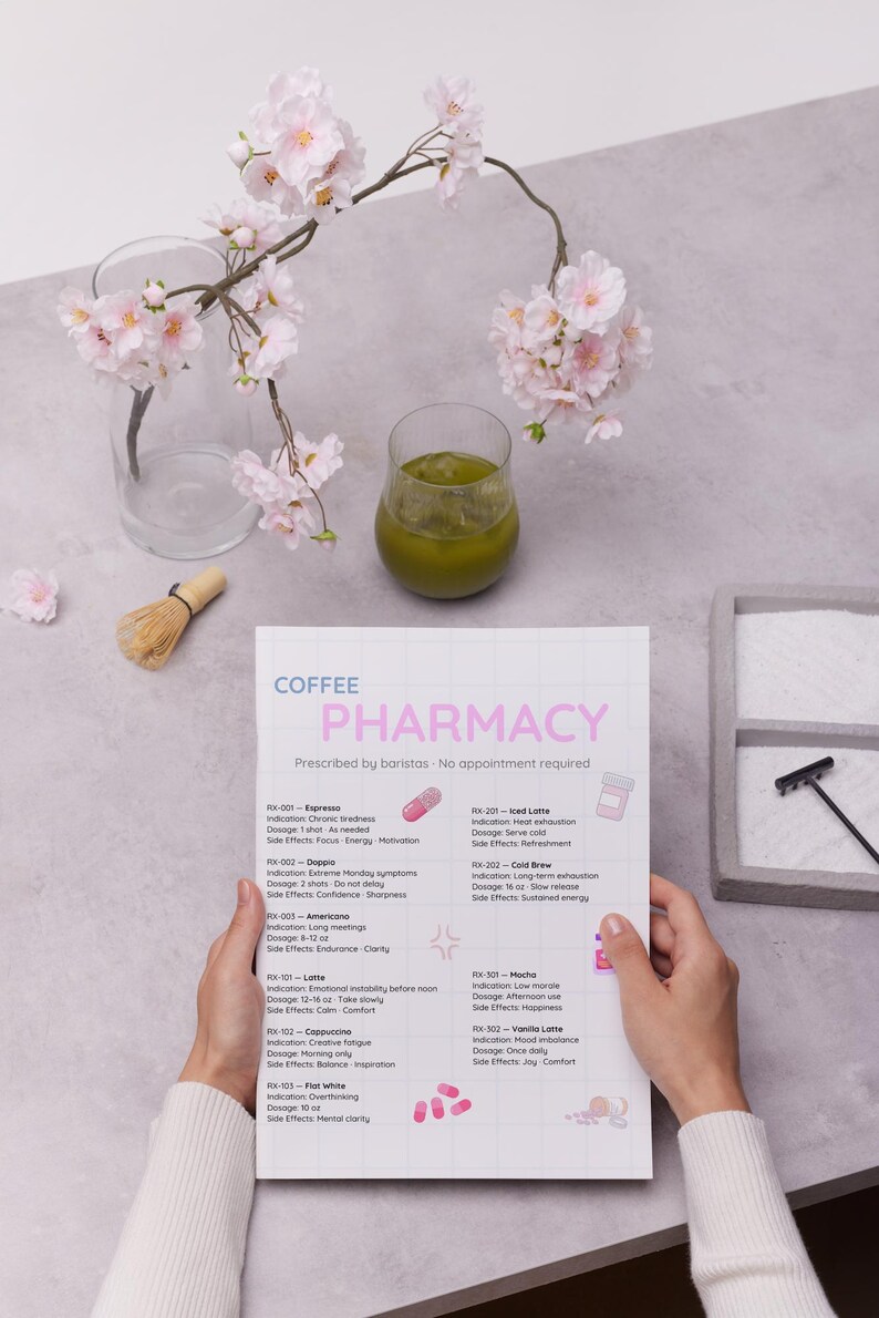 Coffee Pharmacy Menu Template | Apothecary Cafe Menu | Editable Canva ...