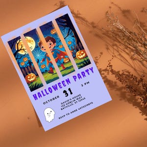 Kids Halloween Party Invitation: Editable Canva Template (Digital Download)