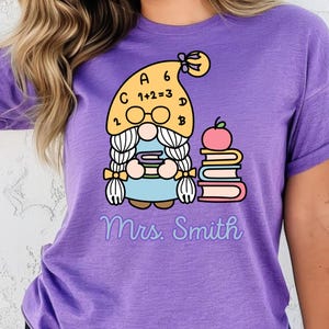 Teacher Gnome Unisex Tee, Personalized Name Shirt, Back to School Gift, Educator Gift, Teacher Appreciation, Custom Teacher Shirt