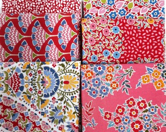 Tilda Pie in the Sky and Cloudpie bundle of 6 red fat eighths cotton quilt fabric