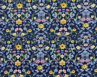 Tissu en coton Liberty Tana Lawn Fat Quarter Aurora C bleu floral 50 cm x 67 cm (20 x 26 po.)