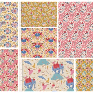 Tilda Jubilee and Farm Flowers 7 Fat Eighths bundle mustard pink cotton quilt fabric
