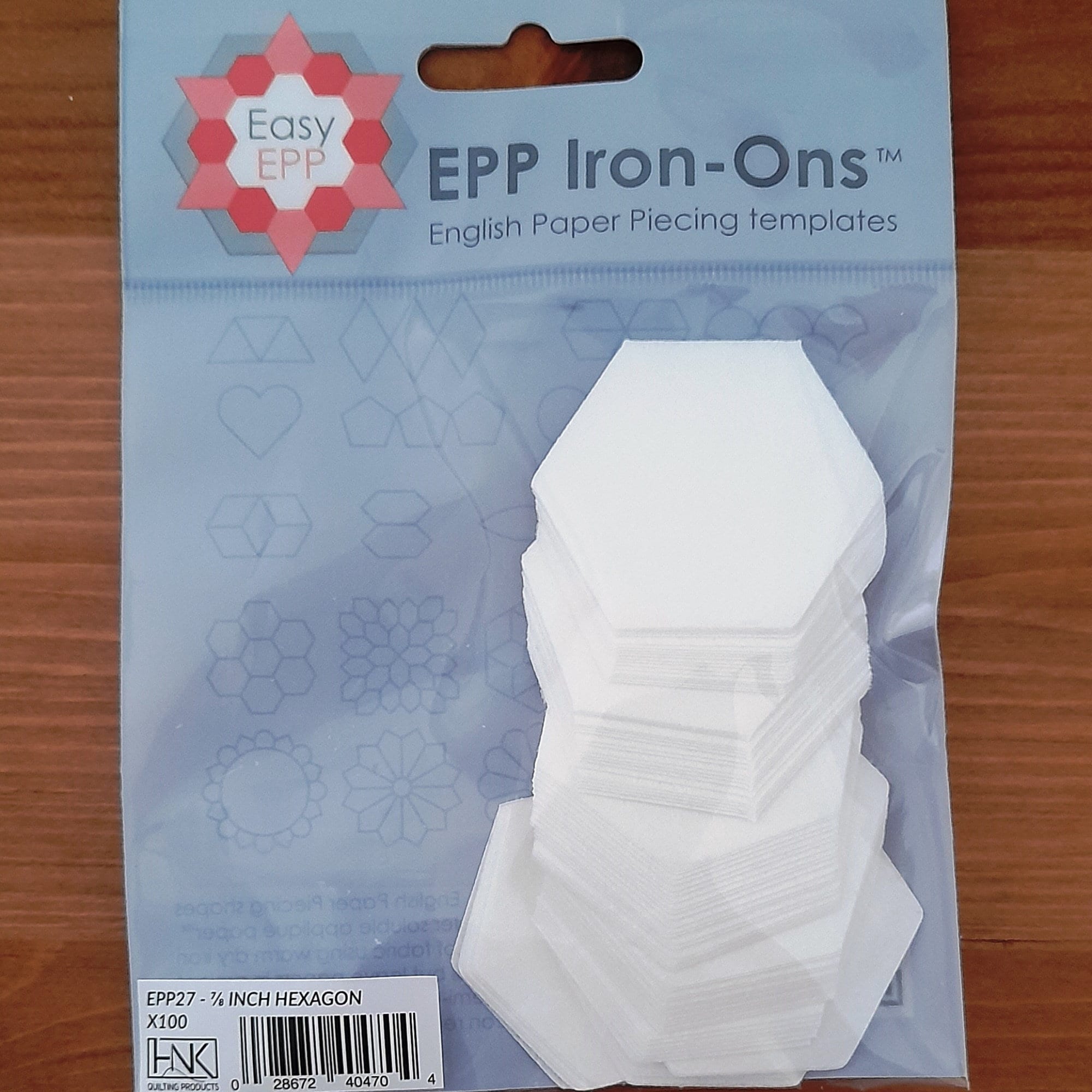 Hexagons 7/8 Pack of 100 EPP Papers Fusible Iron on English Paper ...