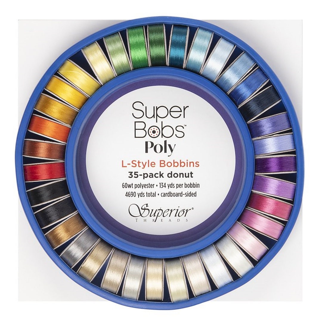 Superior Super Bobs Donut 35 Colours 60wt Poly Thread Bobbins for