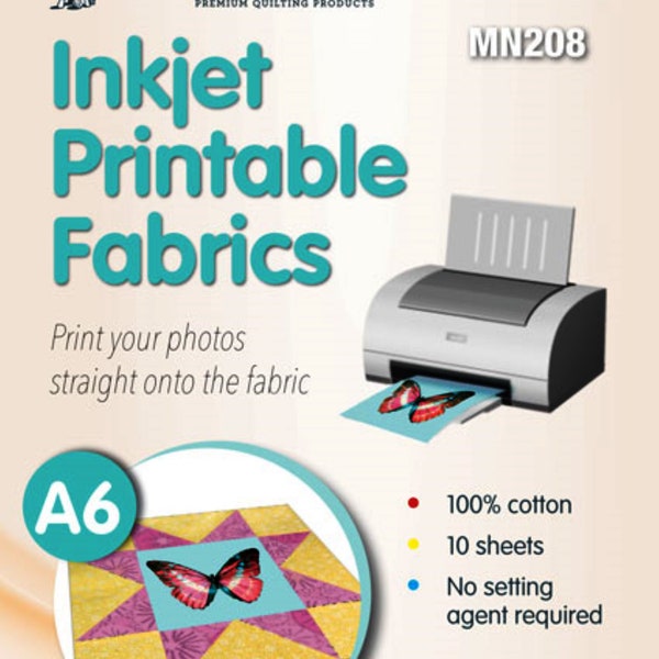 Inkjet printable cotton fabric for photos, quilt labels etc A6 pack of 10 sheets Matilda's Own