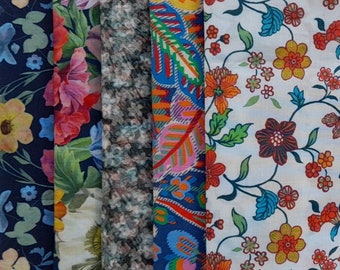 Liberty Tana Lawn cotton fabric - 5 x Fat 16's, 10" x 13" - 25cm x 33cm - Bundle X