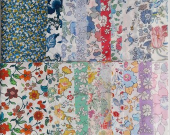 Liberty Tana Lawn cotton fabric - 20 pieces, 5" x 6" - 12cm x 15cm - Pack F