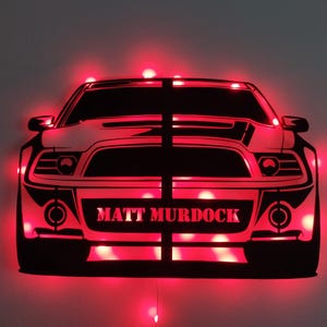 Custom Mustang RGB Metal Wall Art | Personalized Automotive Decor | Workplace Decor  | Unique Gift for Car Enthusiasts | Man Cave Decor