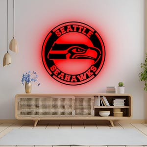 Seattle Seahawks RGB LED Wall Art – Light-Up NFL Team Sign for Game Room, Man Cave, Bar, or Gift for Seattle Seahawks Football Fans