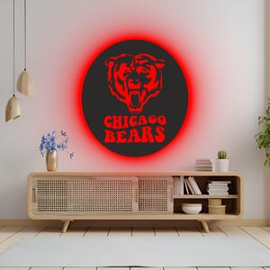 Chicago Bears RGB LED Wall Art – Light-Up NFL Team Sign for Game Room, Man Cave, Bar, or Gift for Chicago Bears Football Fans