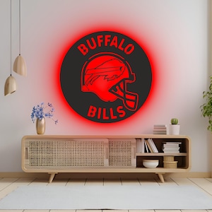 Buffalo Bills RGB LED Wall Art – Light-Up NFL Team Sign for Game Room, Man Cave, Bar, or Gift for Buffalo Bills Football Fans