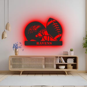 Baltimore Ravens LED Wall Art: RGB Color Changing NFL Team Sign