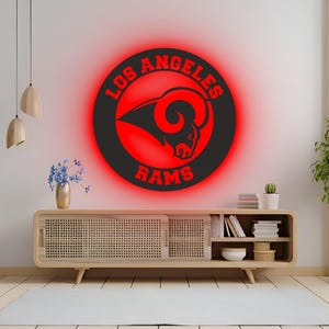 Los Angeles Rams RGB LED Wandkunst - Leuchtendes NFL Team Schild für Spielraum, Man Cave, Bar oder Geschenk für Los Angeles Rams Football Fans
