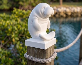 Manatee Post Cap | 4x4 Fence Topper | UV Resistant Outdoor Decor | Coastal Garden Gift