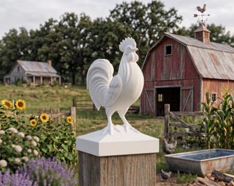 Rooster Post Cap | 4x4 Fence Topper | Chicken Coop Decor | Modern Farmhouse Style