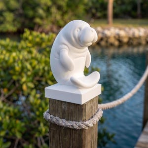 Manatee Post Cap | Decorative Fence Topper | Coastal Garden Gift | UV Resistant Outdoor Decor