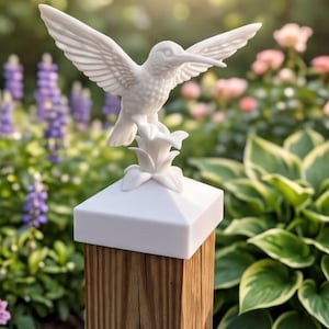 Hummingbird Post Cap | 4x4 Fence Topper | UV Resistant PETG | Cottage Garden Decor