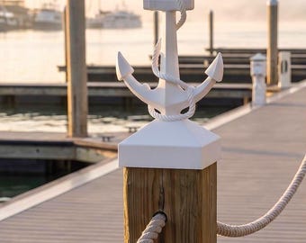 Anchor Post Cap | Nautical Fence Topper | Coastal Home Deck Finial | Beach House Decor