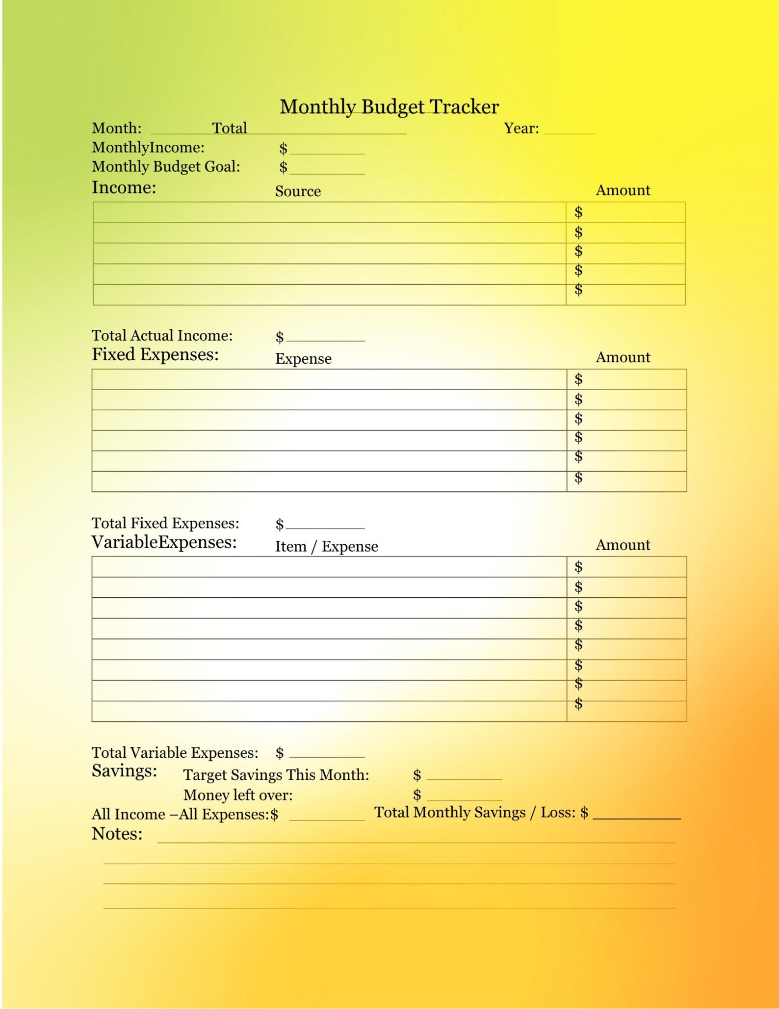 Monthly Budget Tracker Printable: Personal Finance Planner (PDF ...