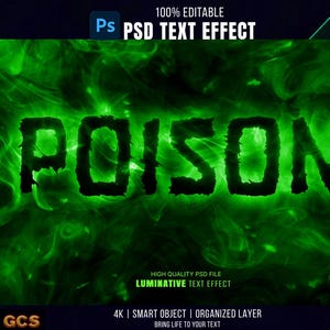 Poison Smoke Text Effect | Custom Photoshop Text Style | Editable & Print-Ready