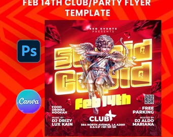 Stupid Cupid Valentine's Party Flyer Template | Editable Canva & Photoshop